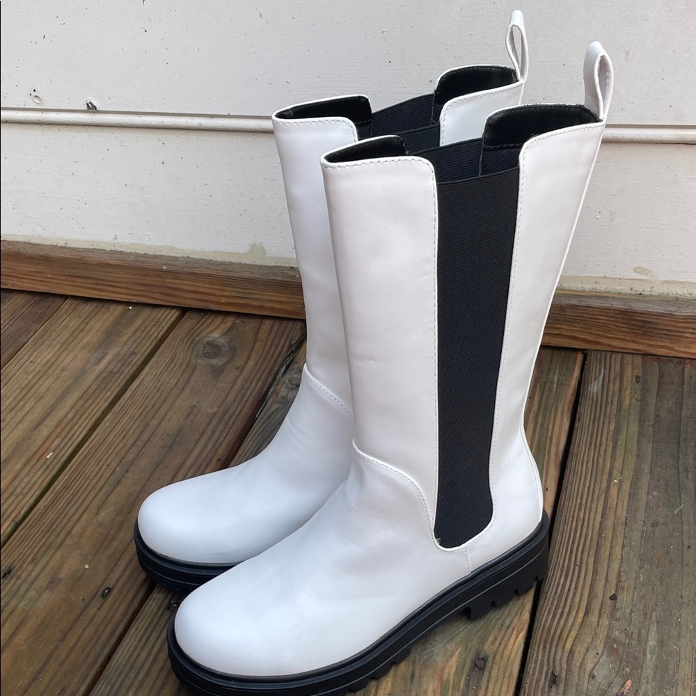 SODA White Chelsea Mid Calf Boots Size 11